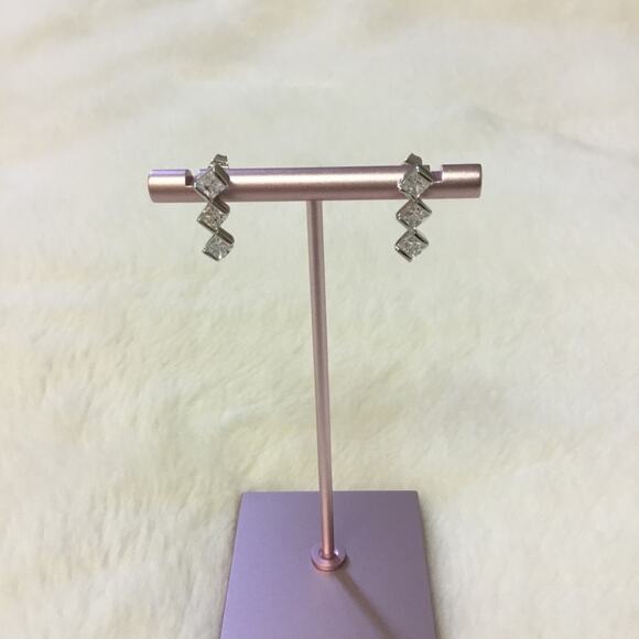 Silver Trio Crystal Earrings - Picture 7 of 8